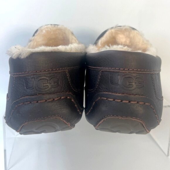 Ugg Ascot Dark Spice Slippers Men Leather Shearling Winter Shoes Size US11 - Picture 6 of 9
